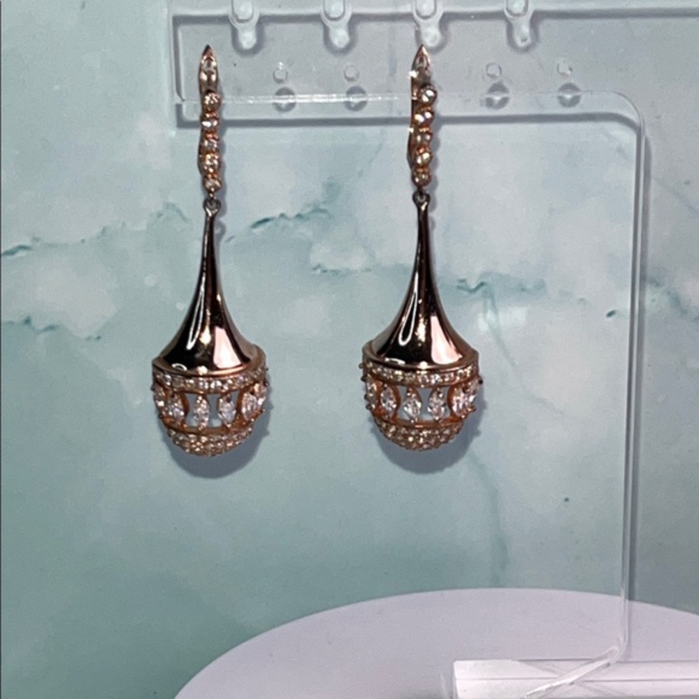 Gold Silver 925 Silver Drop crystals Earrings